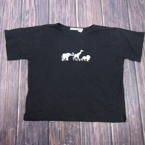 Allyson Whitmore Shirt Womens XL Black Safari Animals Graphic Tee Made Thailand